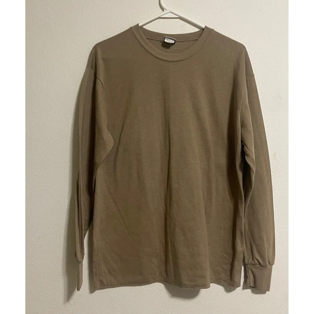 Vintage Cabelas Mens Large‎ Brown Thermax Thermal Long Sleeve Shirt Made in USA